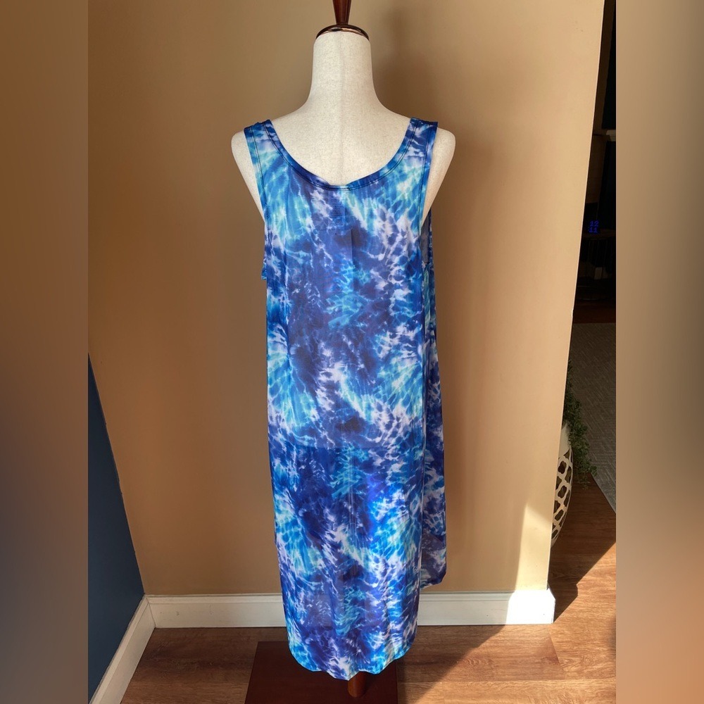 Swimsuits For All Bathing Suit Cover Up Size 18/20 Sheer Blue Plus Size Long - Picture 3 of 9